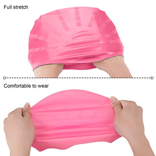 image for Norme 3 Pieces Waterproof Swimming Cap with Ear Silicone Swim Cap Unis
