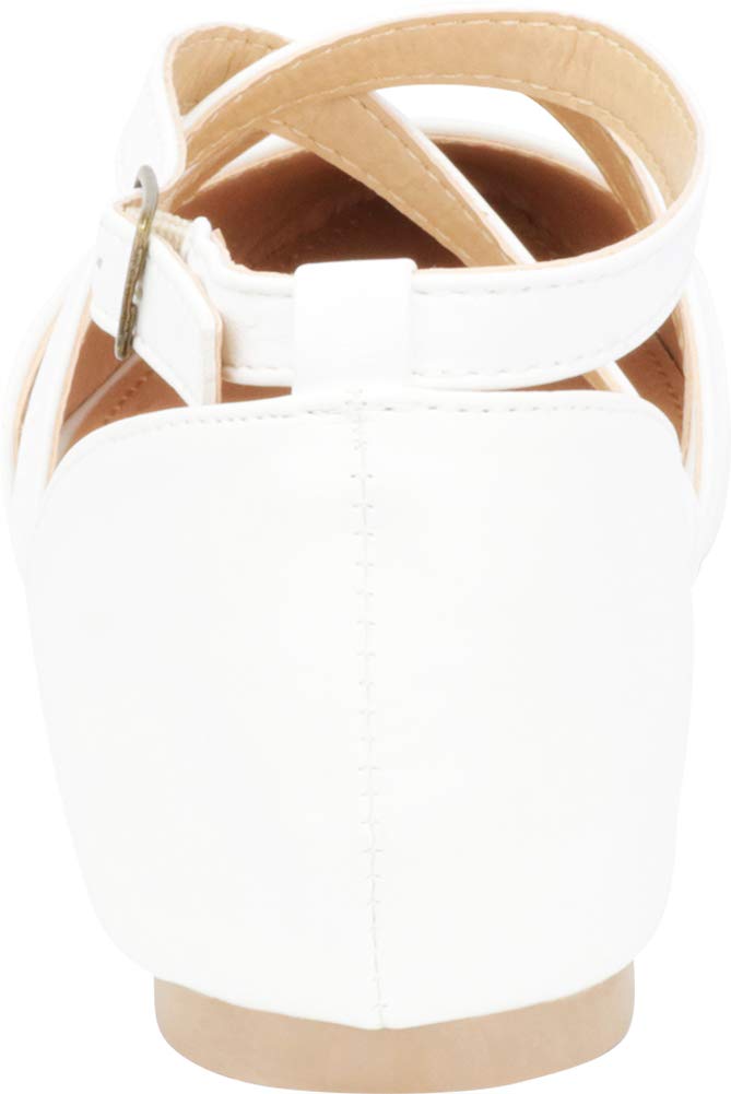 Cambridge Select Women's Pointed Toe D'Orsay Crisscross Strappy Ballet Flat,7.5 B(M) US,White PU - Image 4