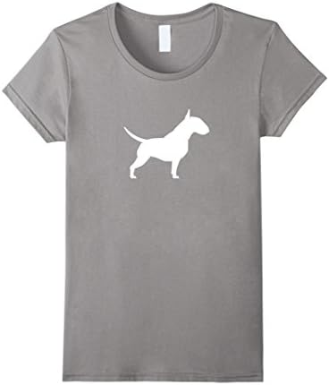 Women's Bull Terrier Silhouette T-shirt Medium Slate