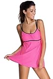 Aleumdr Women's Lined Up Double Up Skirted Bottom Monokinis Swimwear