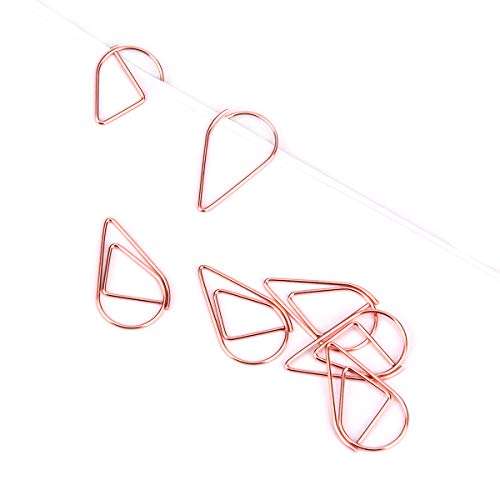 250 Pieces Rose Gold Premium Cute Paper Clips, Smooth Stainless Steel Drop-Shaped PaperClips for Office Supplies Wedding Women Girls Kids Students (1 inch / 25 mm)