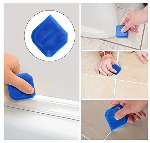 12 Pieces Caulking Tool Kit Sealant Tools Silicone Sealant Finishing Tool Grout Scraper Caulk Remover and Caulk Nozzle and Caulk Caps (Blue) - Thumbnail 4