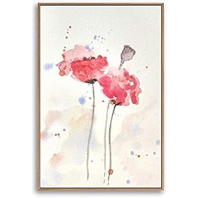 Framed Canvas Home Artwork Decoration Watercolor Painting Canvas Wall Art for Living Room, Bedroom - 16x24 inches