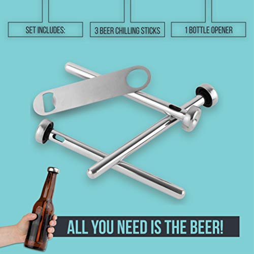 Vinetto Stainless Steel Beer Chiller Sticks (Set of 3) & Bottle Opener - Wine, Water, Beverage Cooling Sticks for Bar, Party & Camping - Instantly Chills Your Drinks - Perfect Gift for Beer Lover - Thumbnail 7