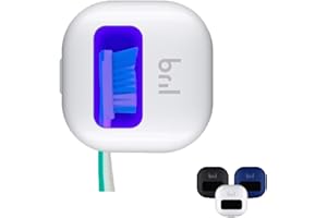 Bril UV-C Toothbrush Sanitizer, Portable Cleaner, Travel Cover, Magnetic Holder, and Rechargeable Case for Any Size Toothbrush, White