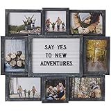 MELANNCO Customizable Letter Board with 8-Opening Photo Collage, 19-Inch-by-17-Inch, Black