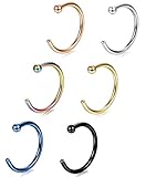 Jstyle 20G 6 Pcs a Set 316L Stainless Steel Nose Rings Hoop Nose Piercing Body Jewelry 10mm
