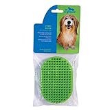 u•groom Oval Rubber Curry Brushes  with Handstraps — Effective Brushes for Grooming Dogs, Green