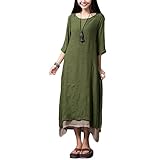 Romacci Women Cotton Linen Maxi Dress Vintage Chinese Style Loose Boho Long Dress