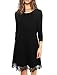 Allegra K Women Long Sleeves Scalloped Crochet Hem Tunic Dress Black L