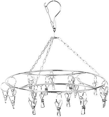 WL Laundry Drying Rack Clip and Drip Hanger with 20 Sets of Stainless Steel Clothespins Round Dry Clothing Towel/Diaper / Underwear/Socks