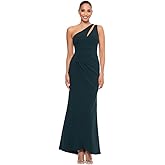 Betsy & Adam Womens Women's Floor-Length, One-Shoulder Dress with Side Ruched Detail