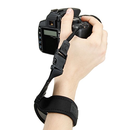 USA-Gear-Correa-para-La-Mueca-con-Diseo-De-Neopreno-Acolchado-Negro-Soporte-Cmodo-Y-Hebillas-De-Liberacin-Rpida-Compatible-con-Cmaras-DSLR-Canon-Nikon-Sony-Y-Ms