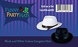Black Fedora Gangster Hat Costume Accessory - Funny Party Hats (2 Pack - Black & White)