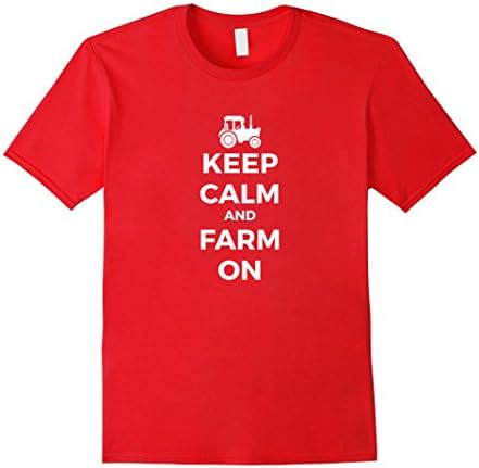 Mens Farming Simulator - keep calm and farm on T-shirt (white) Small Red
