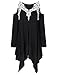 AMZ PLUS Women Crochet Lace Asymmetrical Cold Shoulder Plus Size Tunic Top