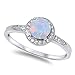 Lab Created White Opal & Cz .925 Sterling Silver Ring sizes 3-12