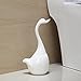 Maelu Unique Creative Swan Design Full-closed Bathroom Toilet Bowl Brush and Holders set With Ceramic Base Cleaning Scrubbing Grips Brush Accessories (White Swan)