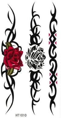 Amazon ノーブランド タトゥーシール トライバル 花 12x6cm Ht1010 タトゥーシール 通販