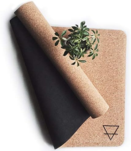 Urbivore Non-Slip Cork Yoga Mat - All Natural, Eco-Friendly, Non Toxic + Anti Bacterial – Perfect Hot Yoga Mat - Earth Symbol Design - 6ft x 2ft x 4mm Thick Yoga mat