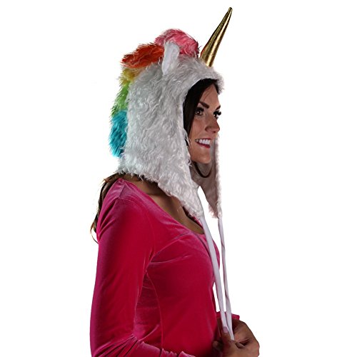 Plush White Soft Fuzzy Unicorn Adult Hat