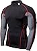 TSLA Men's UPF 50+ Mock Long Sleeve Compression Shirts, Athletic Workout Shirt, Base Layer for Water Sports, Zero Block Top Black & Red, X-Large