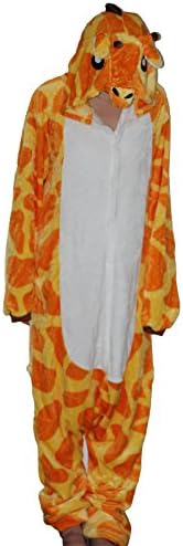 Flannel christmas pajamas Adult Unisex Pajamas Cartoon giraffe bear panda eeyore Animal Halloween Cosplay Costume Hoodie Onesie Sleepwear (L, giraffe)