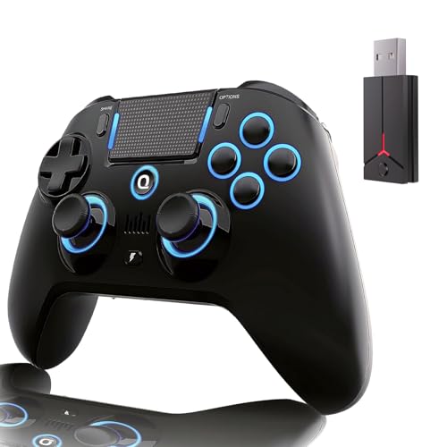 QRD Spark N5 Wireless Controller for PS5 Pro Slim PS4 PS3 PS2 Steam Deck PC Windows Mac iOS Android TV Box, Halleffect Gamepad Joystick with Touchpad, 6 Axis Gyro, Dual Vibration, Mapping, Macro