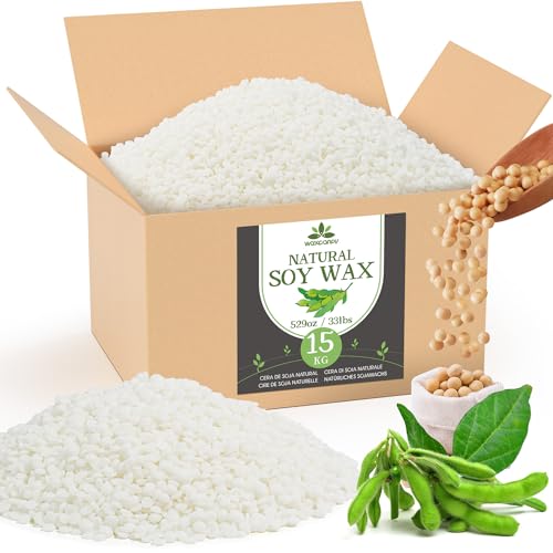 Waxcanpy Sojawachs für Kerzen 15KG, Premium Kerzenwachs, Kerzenwachs zum Gießen & Kerzenherstellung, 100% Natürliches Sojawachs für Kerzen