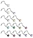 Jstyle 22G 15 Pcs Stainless Steel Nose Rings Studs Screw Piercing Body Jewelry 1.5mm
