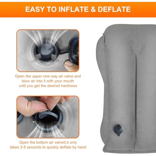 WAYAMY Almohada de Viaje Inflable, Almohada para Dormir en la Oficina, El Cuello con máscara de Ojos y Tapones para los oídos, Almohada Inflable para el Cuello Utilizada para Aviones