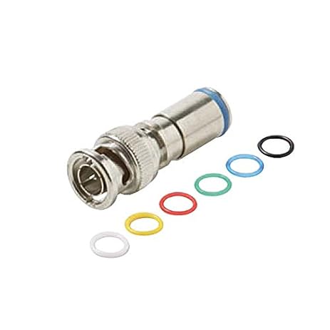 BNC Compression Connector RG59 Coaxial Cable Permaseal II Audio Video Six Color Bands Nickel Plate High