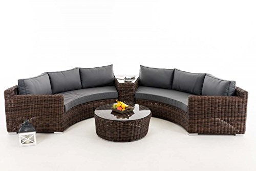 HomeStylist Gartengarnitur Polyrattan Eckbank Marvina Grau, Braun