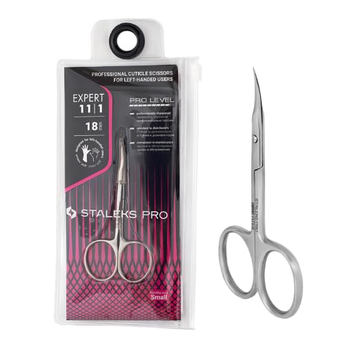 STALEKS PRO by Natury Nails Professional Left Handed Cuticle Scissors Ergonomic Rings Stainless Steel Expert 11/1