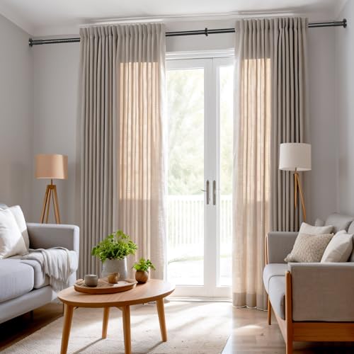 Tension Curtain Rod 51-145In(4.25-12.08Ft), Extra Long Outdoor Curtain Rod No Drilling for Window or Patio, Adjustable Spring Shower Rod, Never Rust, Rod Diameter 1.26In-Black