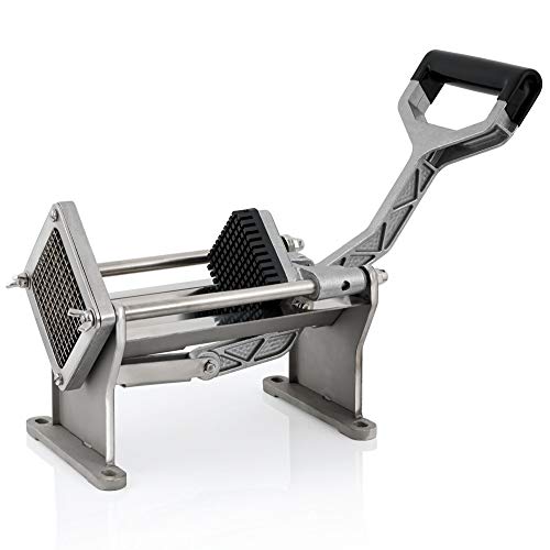 Mahlzeit Kartoffelschneider mit 4 Edelstahl Messer | 45 x 17 x 29,5 cm | Pommesschneider für Stifte oder Ecken | Gemüseschneider für Kartoffeln, Gemüse, Obst | Selbstgemachte Pommes Frites