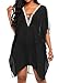 Women Casual V Neck Cold Shoulder Chiffon Bikini Swimsuit Beach Cover Up Bathing Suit Swimwear Summer Beachwear Dress Black Plus Size XXL