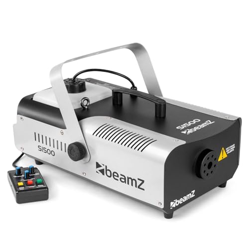 Beamz S1500 Machine À Fumée 1500 Watts, Télécommande Avec Contrôle Du Débit Et Programmateur, Réservoir 2.5 L, Débit Par Minute 295M³, Étrier De Montage, Idéal Pour Scène Ou Discothèque