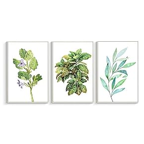 Framed Canvas Wall Art for Living Room, Bedroom Beautiful Leaves Canvas Prints for Home Decoration Ready to Hanging - 16"x24"x3 Panels