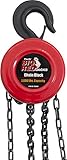 Big Red TR9010 Torin Manual Hand Lift Steel Chain Block Hoist with 2 Hooks, 1 Ton (2,000 lb) Capacity