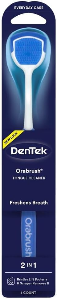 DenTek 2 in 1 Orabrush Tongue Cleaner - Ultra-Soft Bristles, 1 Count