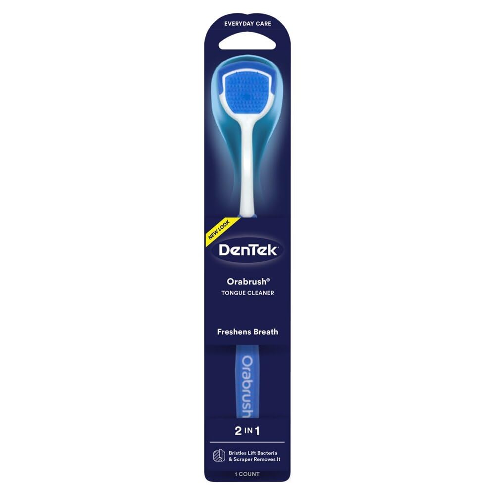 DenTek 2 in 1 Orabrush Tongue Cleaner, 1 Count (Pack of 1)
