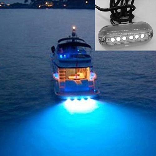 Jodie Bernol 6 LEDs Underwater Fishing Light IP68 Waterproof Boat Night Light Water Landscape Lighting for Marine Boat, Cable Length: 1.2m, DC 12V Nagi-in lighting lantern (Color : White light)