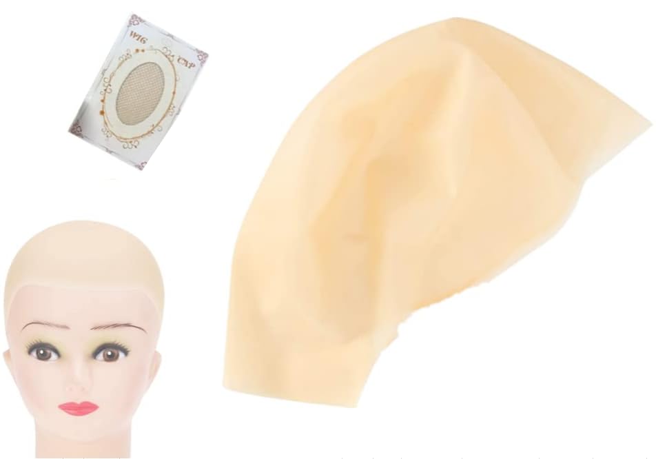 CCZAILAI 2 Pcs Latex Bald Cap Makeup Bald Head Wig Cap Costume Accessory for Adults HalloweenTheme Party bar Fancy Dress Cosplay Masquerade Christmas Old Lady Hairstyle(Big Size) (one) — image 1