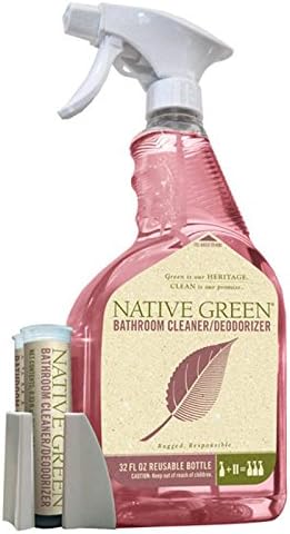 Native Green Bathroom Cleaner/Deodorizer Starter Kit. Daily Shower Cleaner Bottle with 2 Refill Pods. Non-toxic and Eco-friendly Cleaning Products. Refill & reuse up to 50 times.…