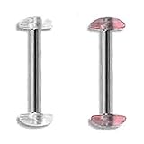 4 Pack of Steel Barbell w/Acrylic No-See-Em Half Balls 14, 12 or 10 Gauge