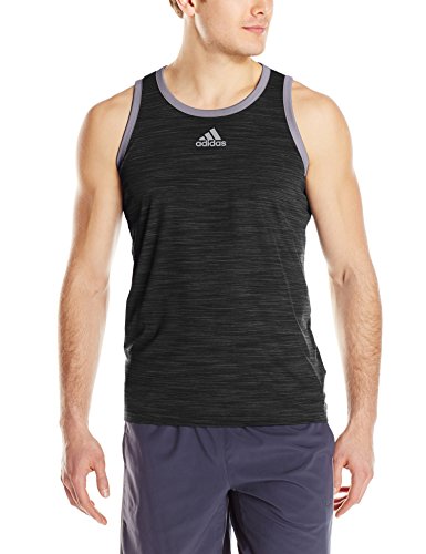 adidas Performance Men's Heathered Tank Top, Black/Sharp Grey F11, Small