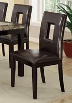 Contemporary Dining Chair w/ Brown Espresso and Pine Wood by Poundex (Set of 2)