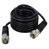 RoadPro RP-12CC 12' CB Antenna Coax Cable with PL-259 Connector,Black