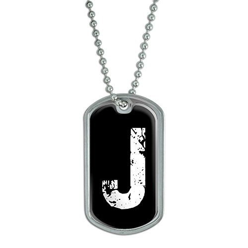 Letter J Initial - Military Dog Tag Keychain
